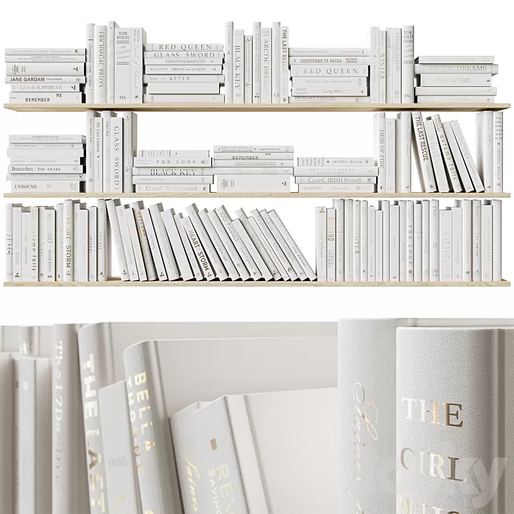 Set of books Books Beige_1 3D Model Free Download
