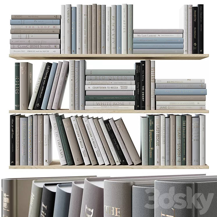 Set of books colored pastel colors 3D Model Free Download