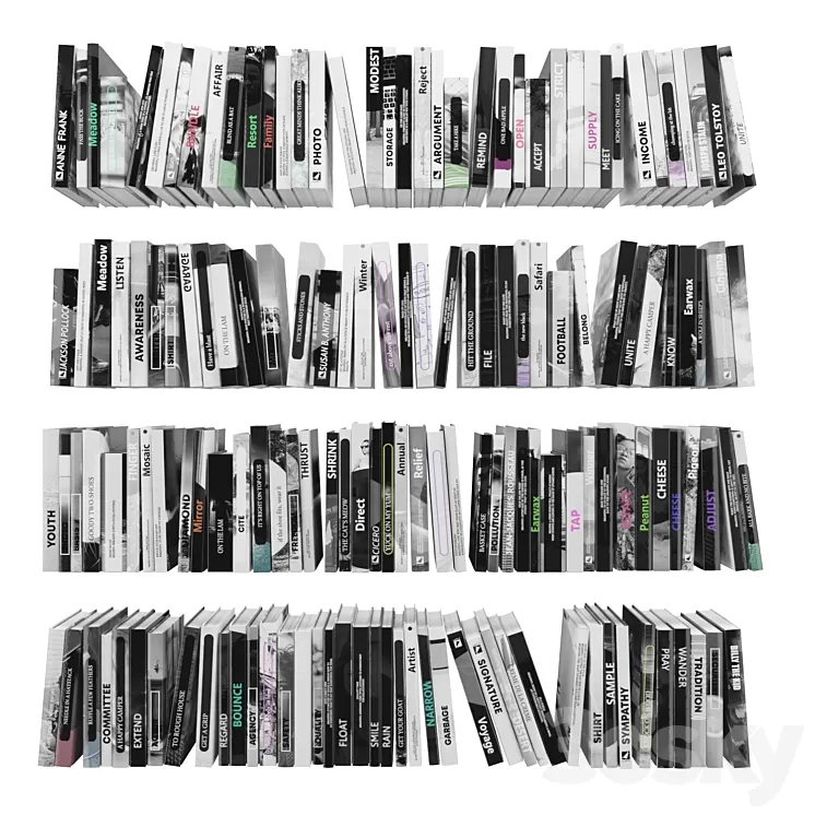 Set of books gray – 2-01 3D Model