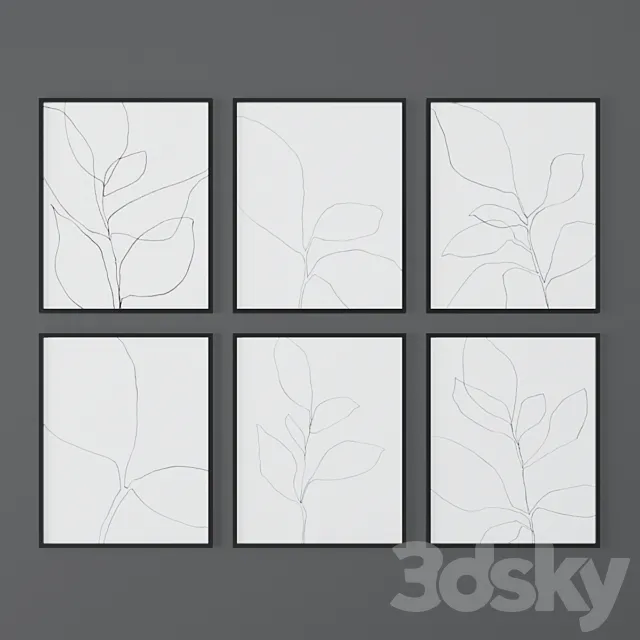 Set of Botanical Posters from MinimalInstant. 3D Model Set of Botanical Posters from MinimalInstant. 3D Model