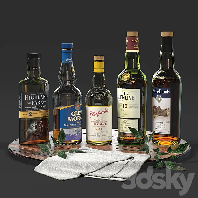 Set of bottles 02 3DModel