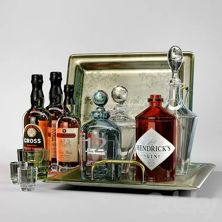 Set of bottles 3D Model