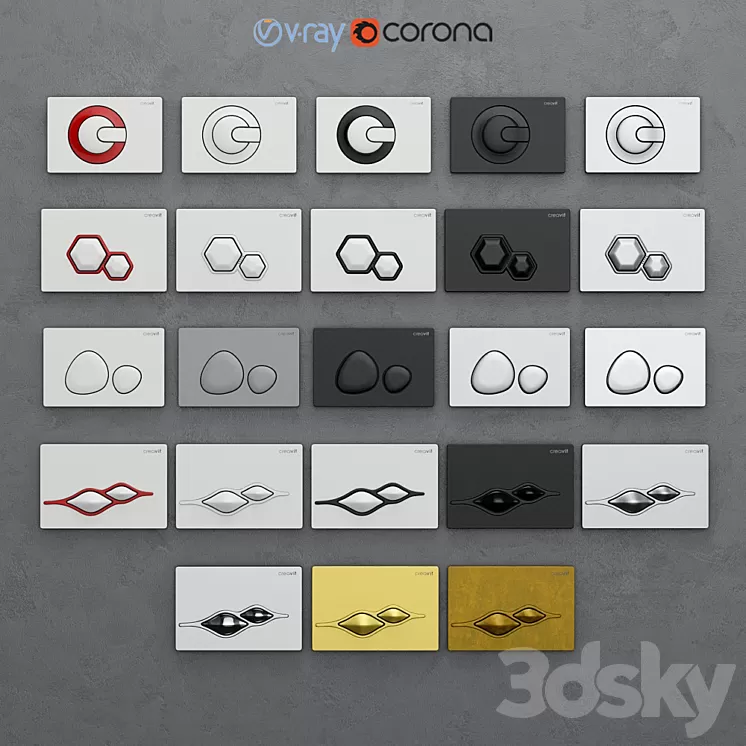 Set of buttons for installing Сreavit 1 3D Model