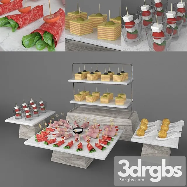 Set of canapes 2 3D Model Download