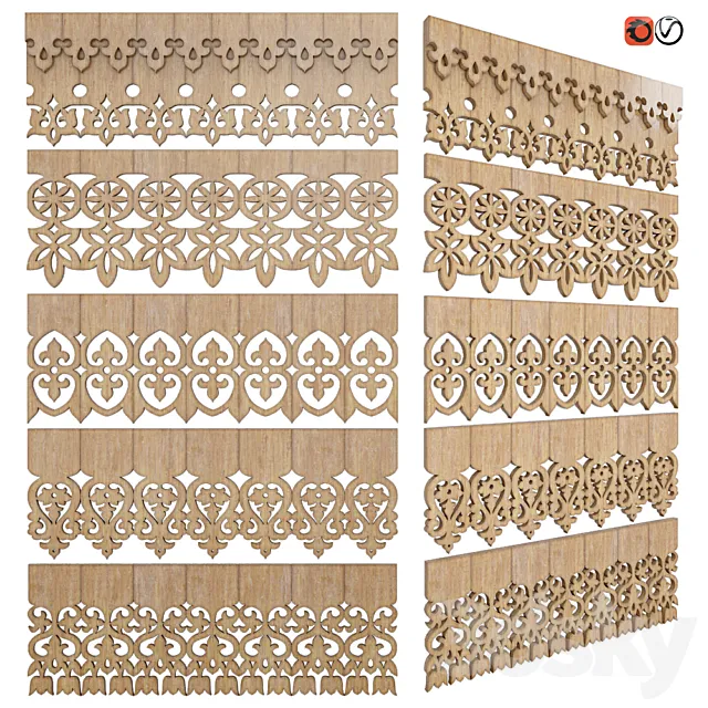 Set of carved platbands_freeze_01 3D Model Set of carved platbands_freeze_01 3D Model