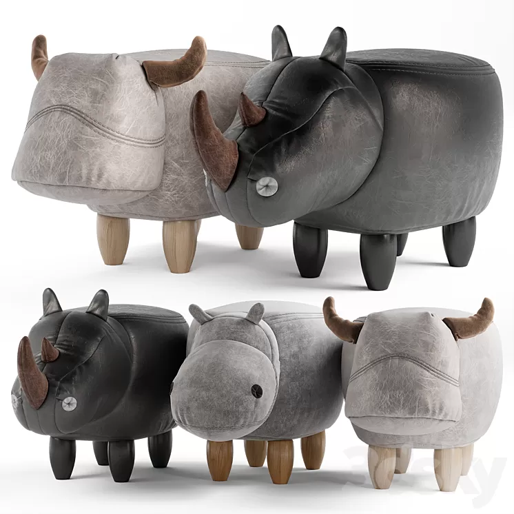 Set of children’s poufs 3D Model