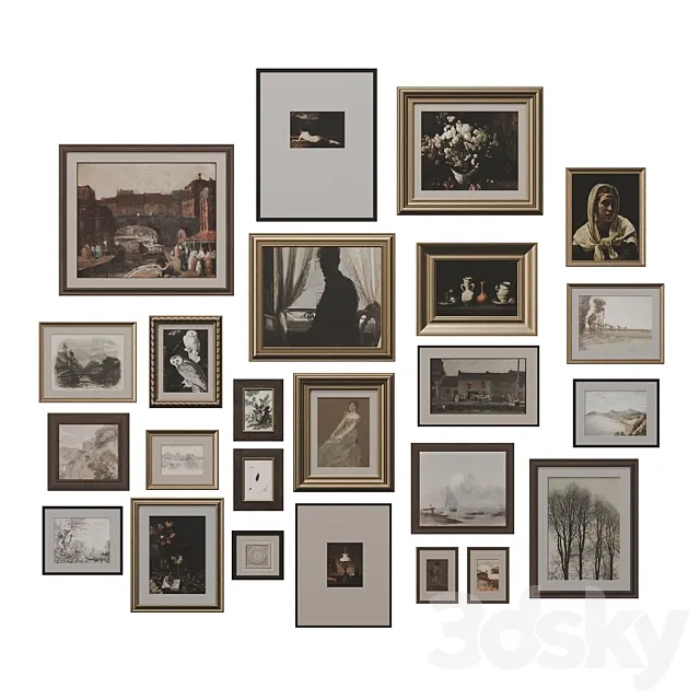 Set of classic paintings 30 3D Model