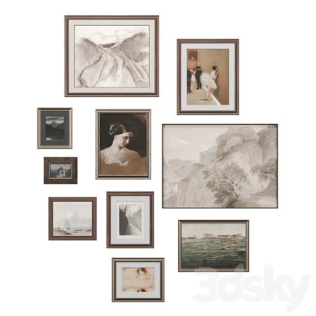Set of classic paintings 32 3D Model