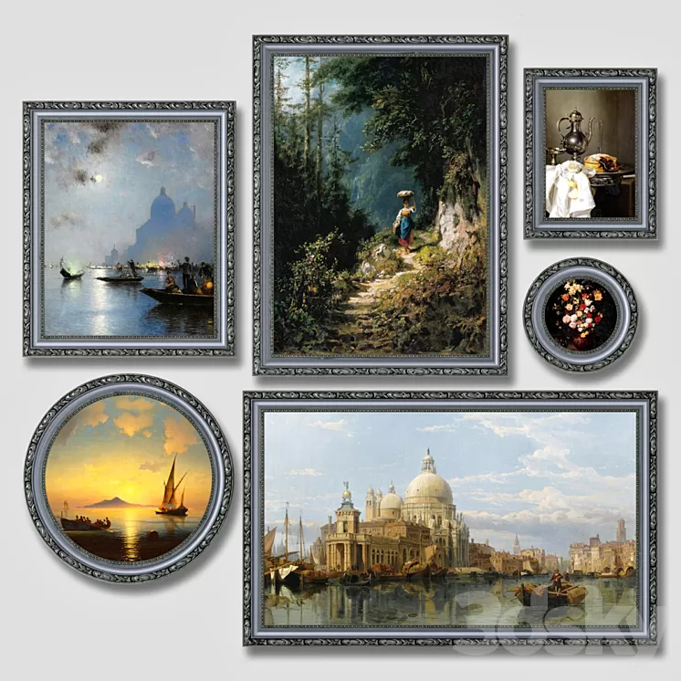 Set of classic paintings 3D Model