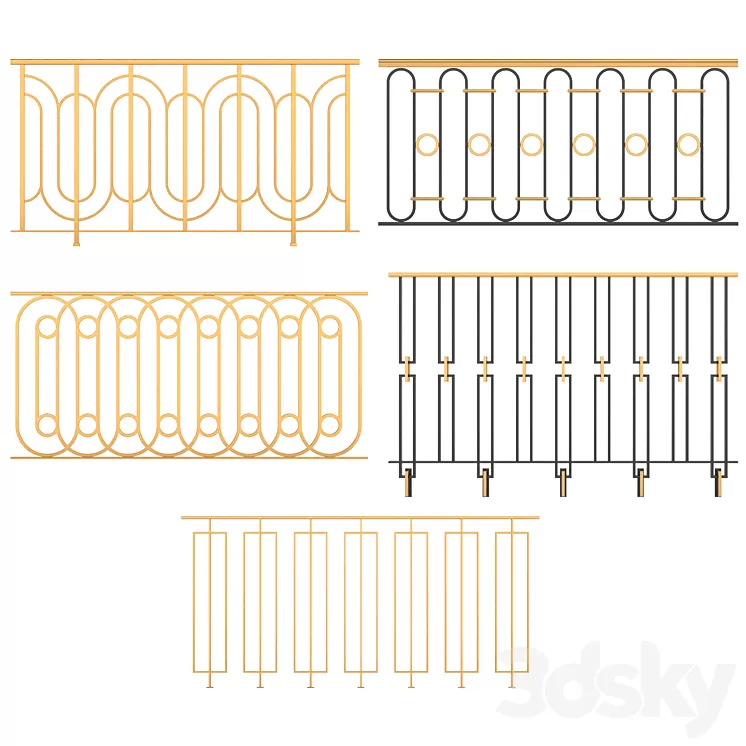 Set of classic railings 3D Model