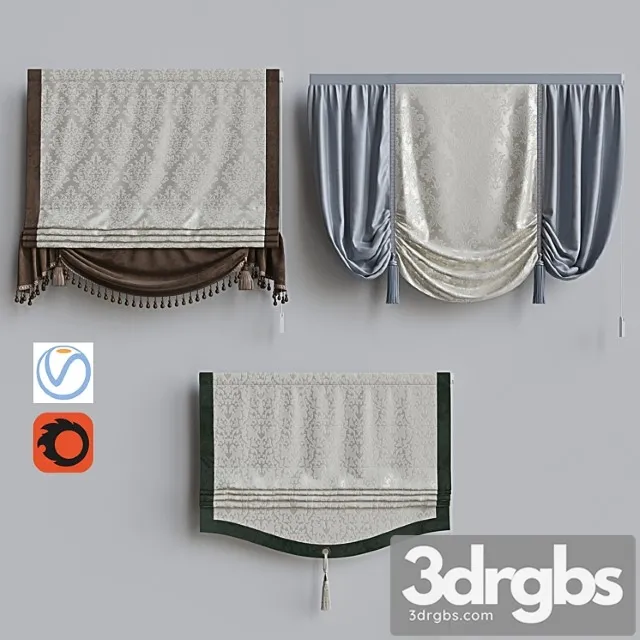 Set Of Classic Roman Curtains 3 3D Model Download