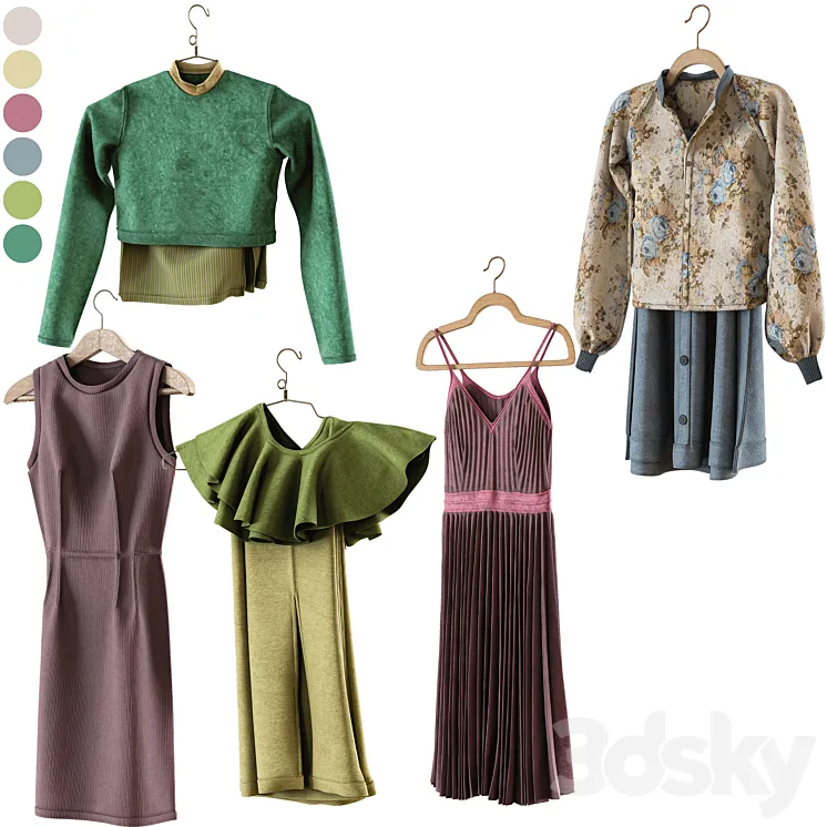 set of clothes on hanger PBR_low poly 4k 3D Model Free Download