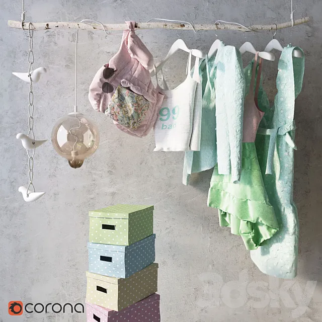 set of clothing for girls 3D Model