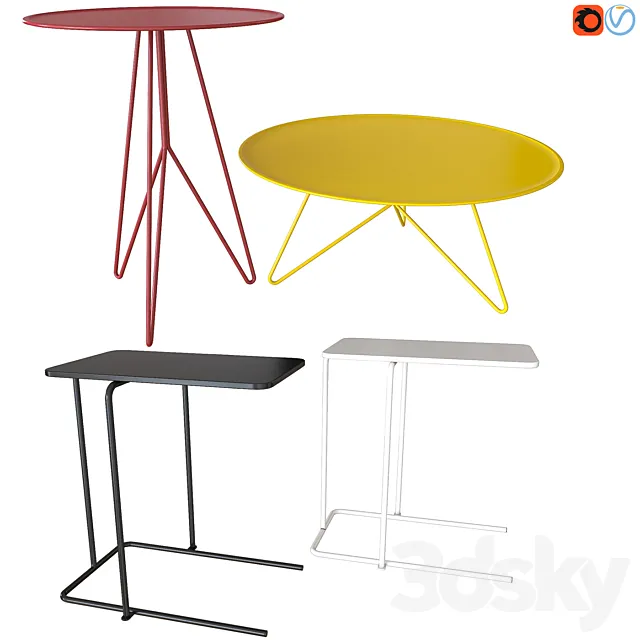 Set of coffee tables. Miniforms LINK. IKEA RIAN 3D Model