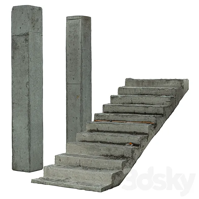 Set of concrete structures 3D Model