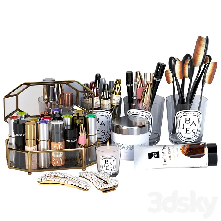 Set of cosmetics for beauty salons and stylists. Make-up 3D Model Free Download