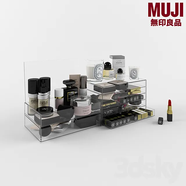 Set of cosmetics. MUJI drawers 3DModel