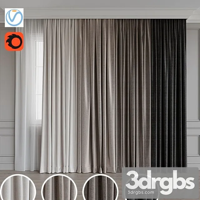 Set Of Curtains 105 3D Model Download