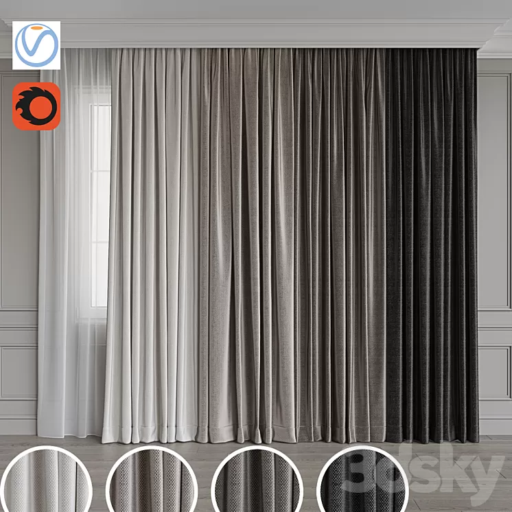 Set of curtains 105 3D Model Set of curtains 105 3D Model