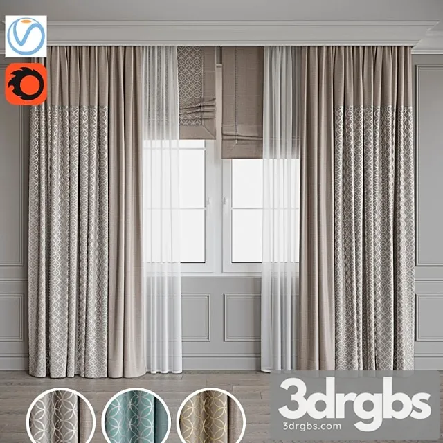Set Of Curtains 106 3D Model Download