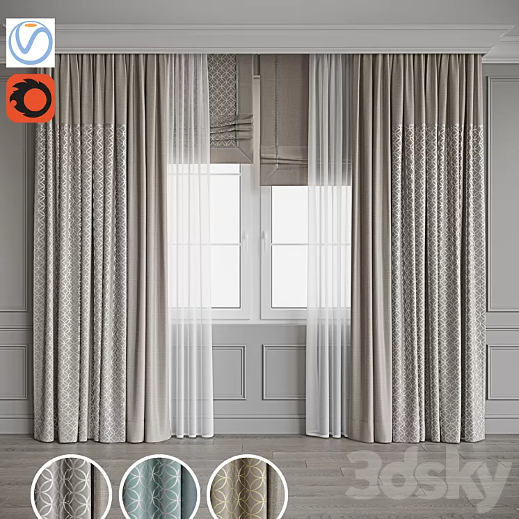Set of curtains 106 3D Model Set of curtains 106 3D Model
