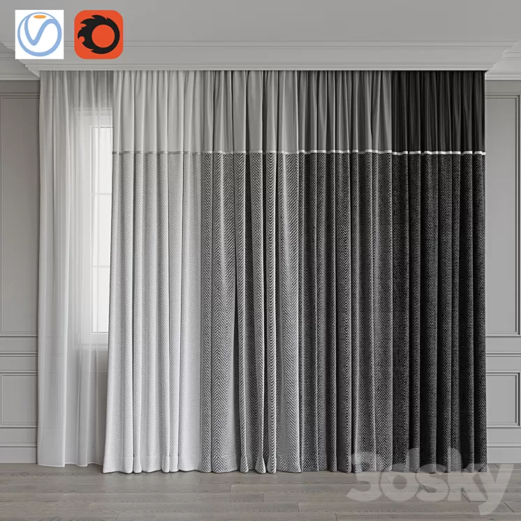 Set of curtains 107 3D Model Set of curtains 107 3D Model