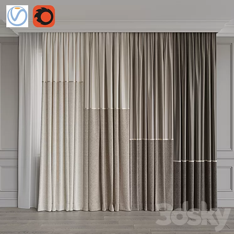 Set of curtains 109 3D Model Set of curtains 109 3D Model