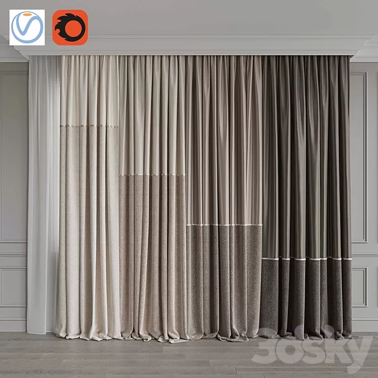 Set of curtains 111 3D Model Set of curtains 111 3D Model