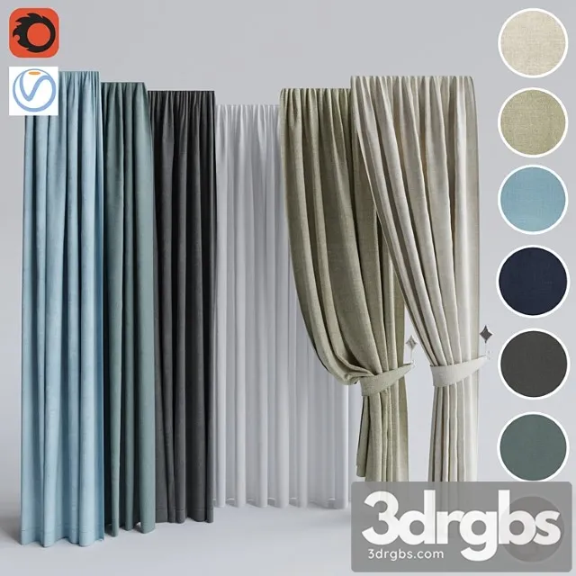Set of curtains 2 3D Model Download