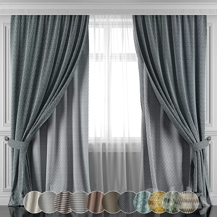 Set of curtains 450-455 3D Model Free Download