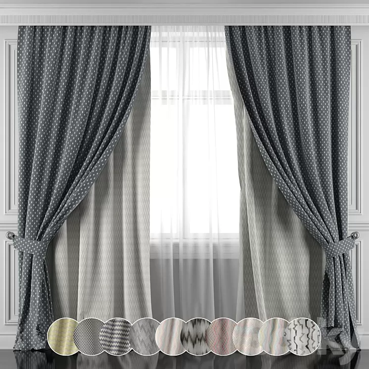 Set of curtains 456-461 3D Model Set of curtains 456-461 3D Model