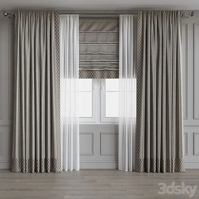 Set of curtains 62 3D Model Set of curtains 62 3D Model