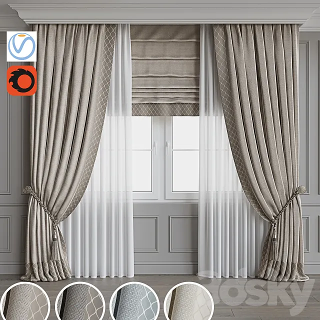 Set of curtains 64 3D Model Set of curtains 64 3D Model