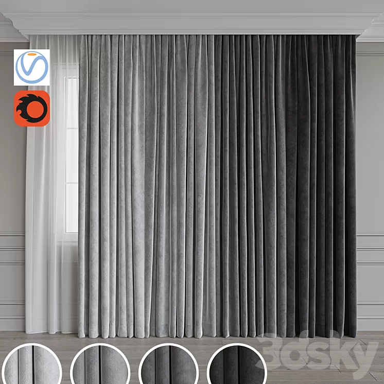 Set of curtains 65 3D Model Set of curtains 65 3D Model