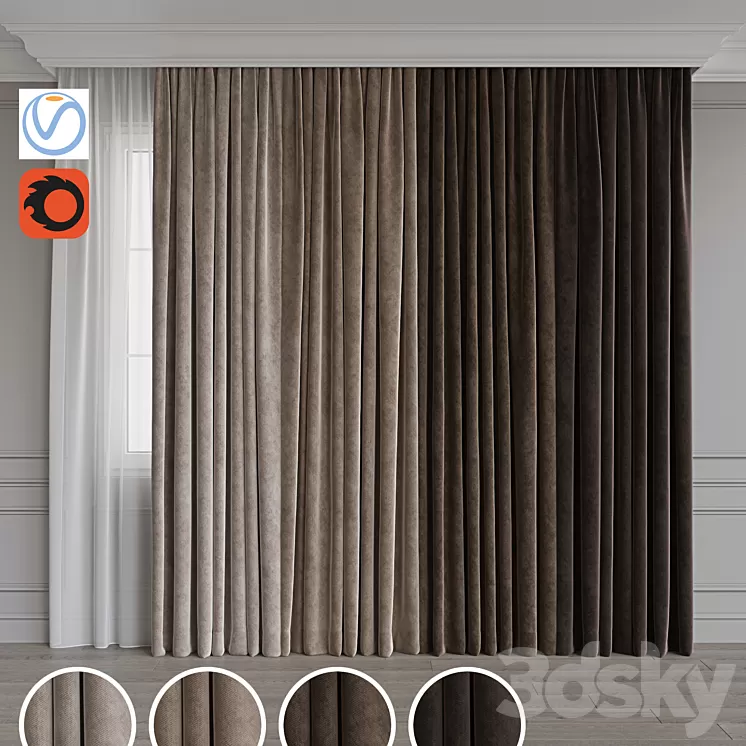 Set of curtains 66 3D Model Set of curtains 66 3D Model