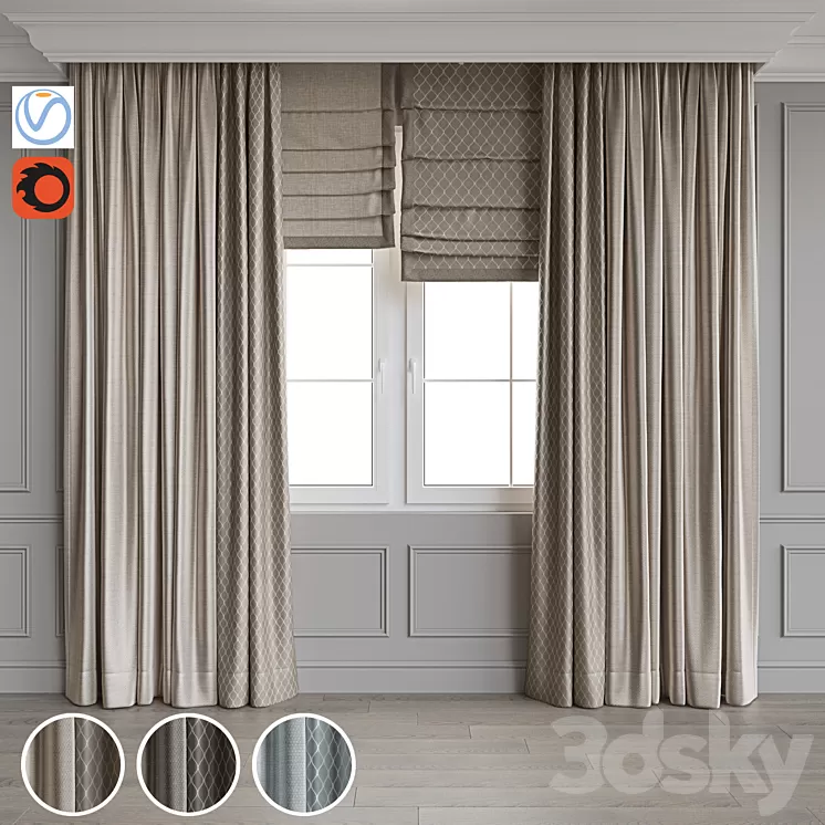 Set of curtains 68 3D Model Set of curtains 68 3D Model