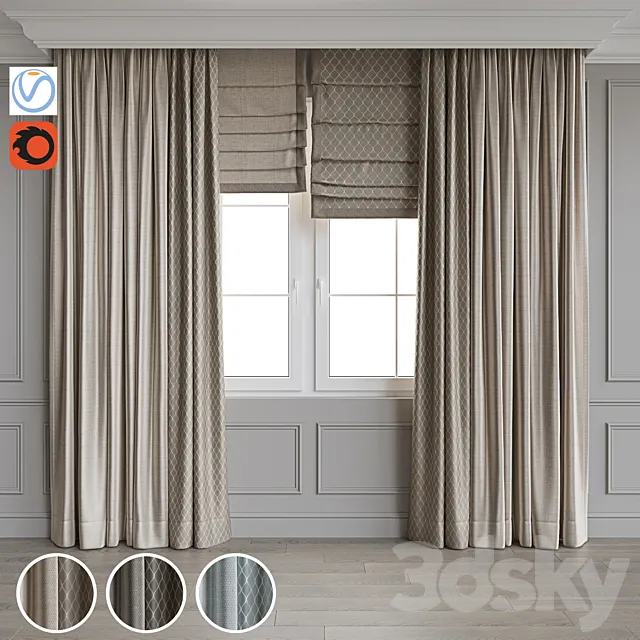 Set of curtains 68 3DModel Set of curtains 68 3DModel