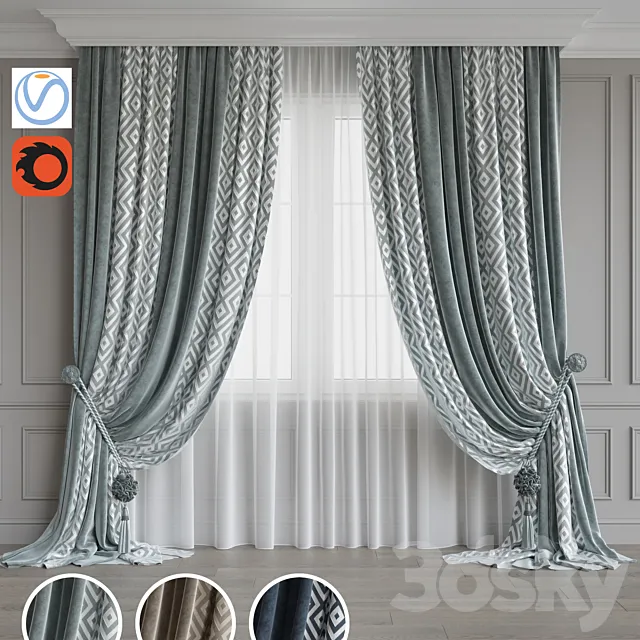 Set of curtains 70 3D Model Set of curtains 70 3D Model
