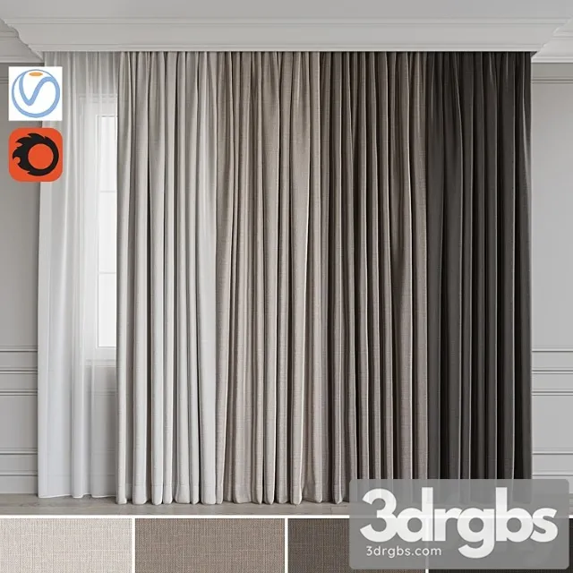 Set of curtains 72 3D Model Download