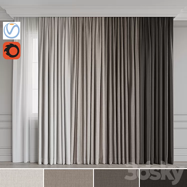 Set of curtains 72 3D Model Set of curtains 72 3D Model