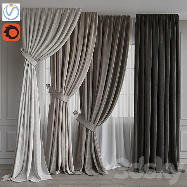 Set of curtains 77 3D Model Set of curtains 77 3D Model
