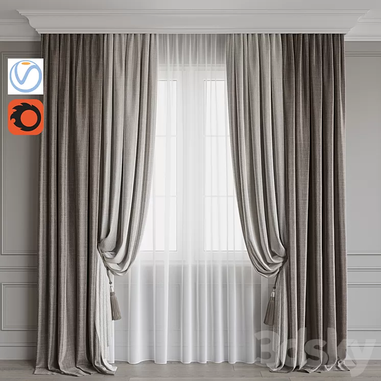 Set of curtains 79 3D Model Set of curtains 79 3D Model