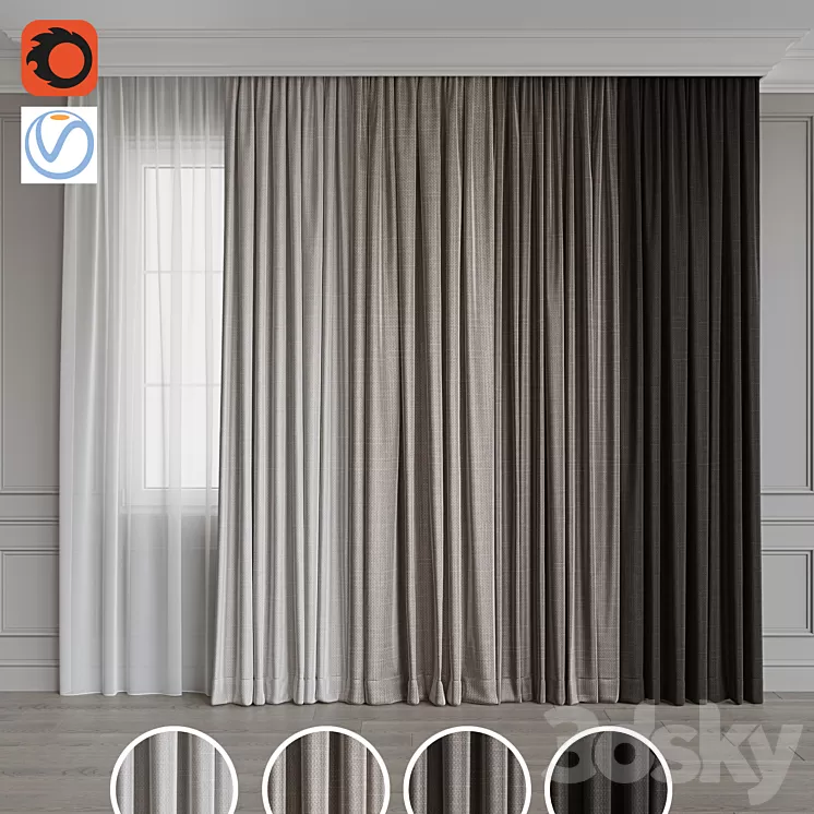 Set of curtains 86 3D Model Set of curtains 86 3D Model