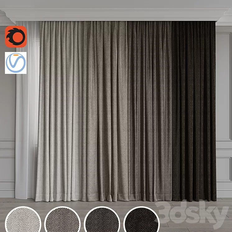 Set of curtains 90 3D Model Set of curtains 90 3D Model