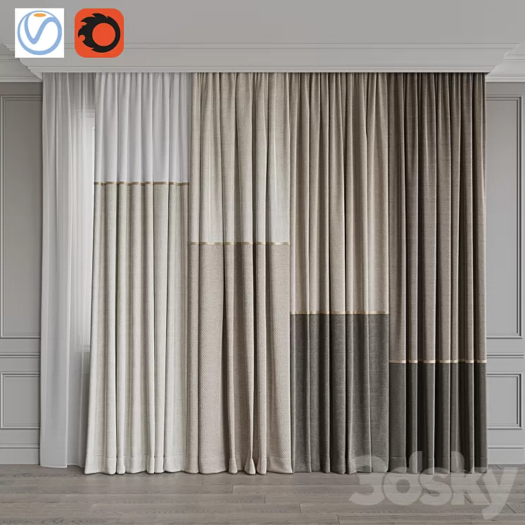 Set of curtains 92 3D Model Set of curtains 92 3D Model