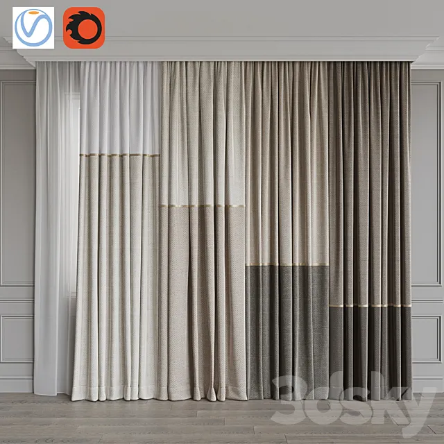 Set of curtains 92 3DModel Set of curtains 92 3DModel