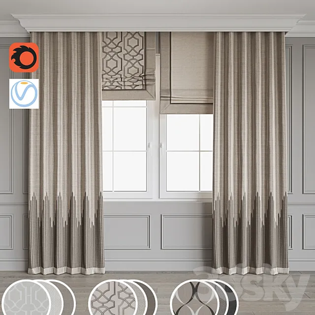Set of curtains 93 3D Model Set of curtains 93 3D Model