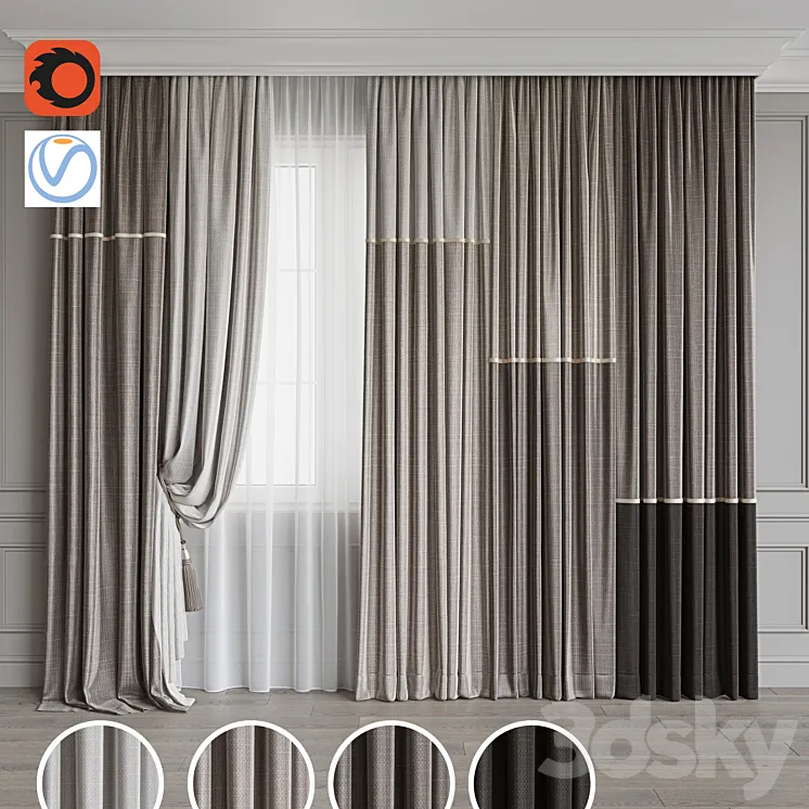 Set of curtains 99 3D Model Free Download