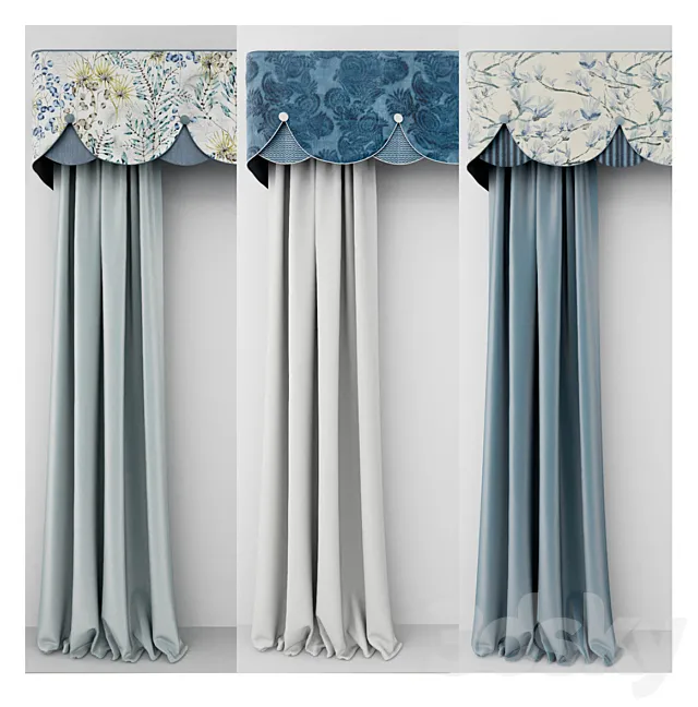 Set of Curtains Designers Guild with Lambrequin 3DModel Set of Curtains Designers Guild with Lambrequin 3DModel