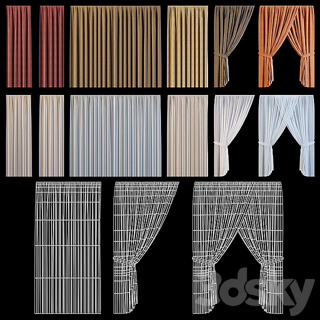 Set of curtains for windows of the exterior 3D Model Set of curtains for windows of the exterior 3D Model